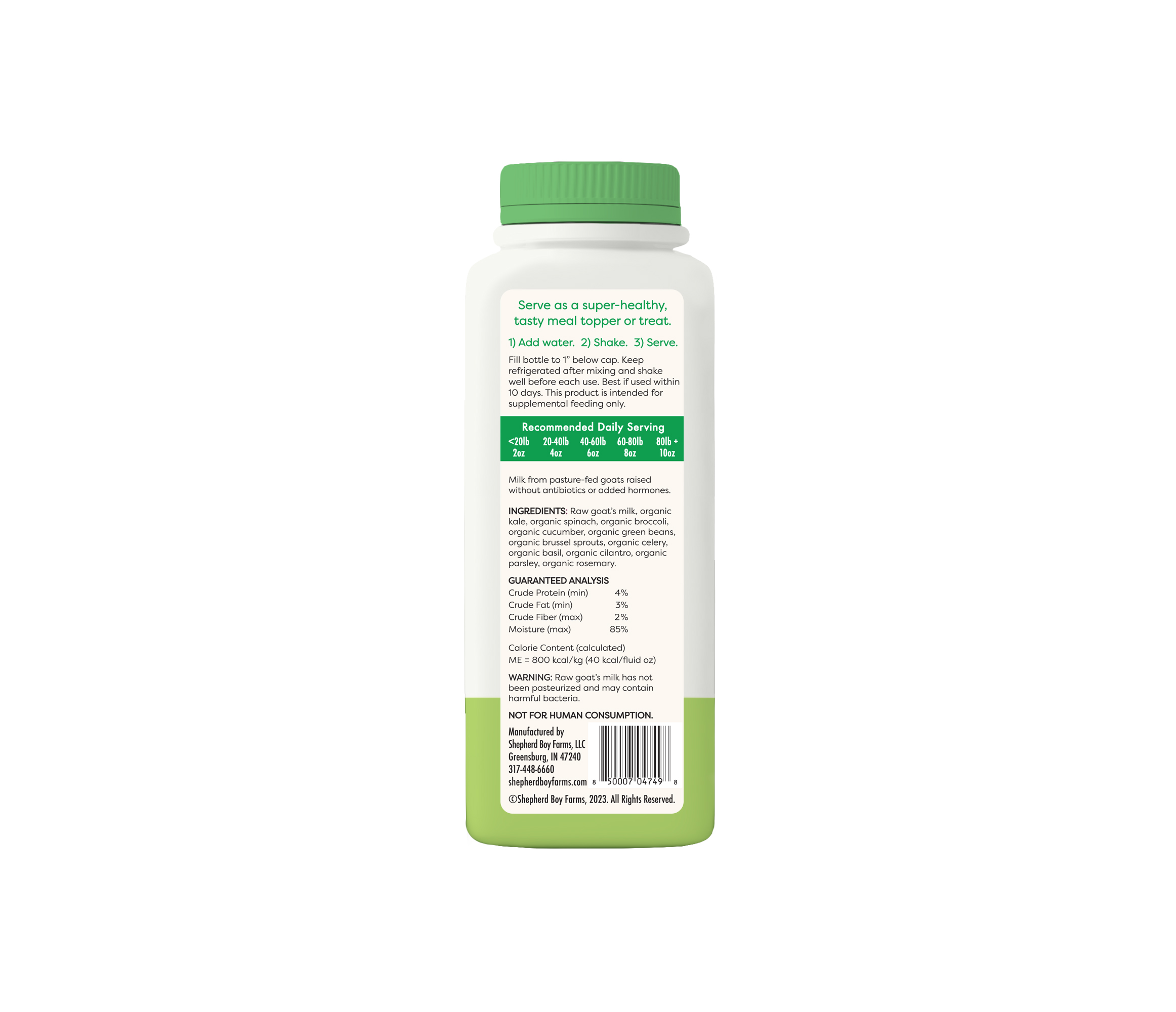Shepherd Boy Farms Super Greens Blend Raw Goat's Milk | Freeze-Dried Whole Food Toppers For Dogs and Cats | Premium Pet Food