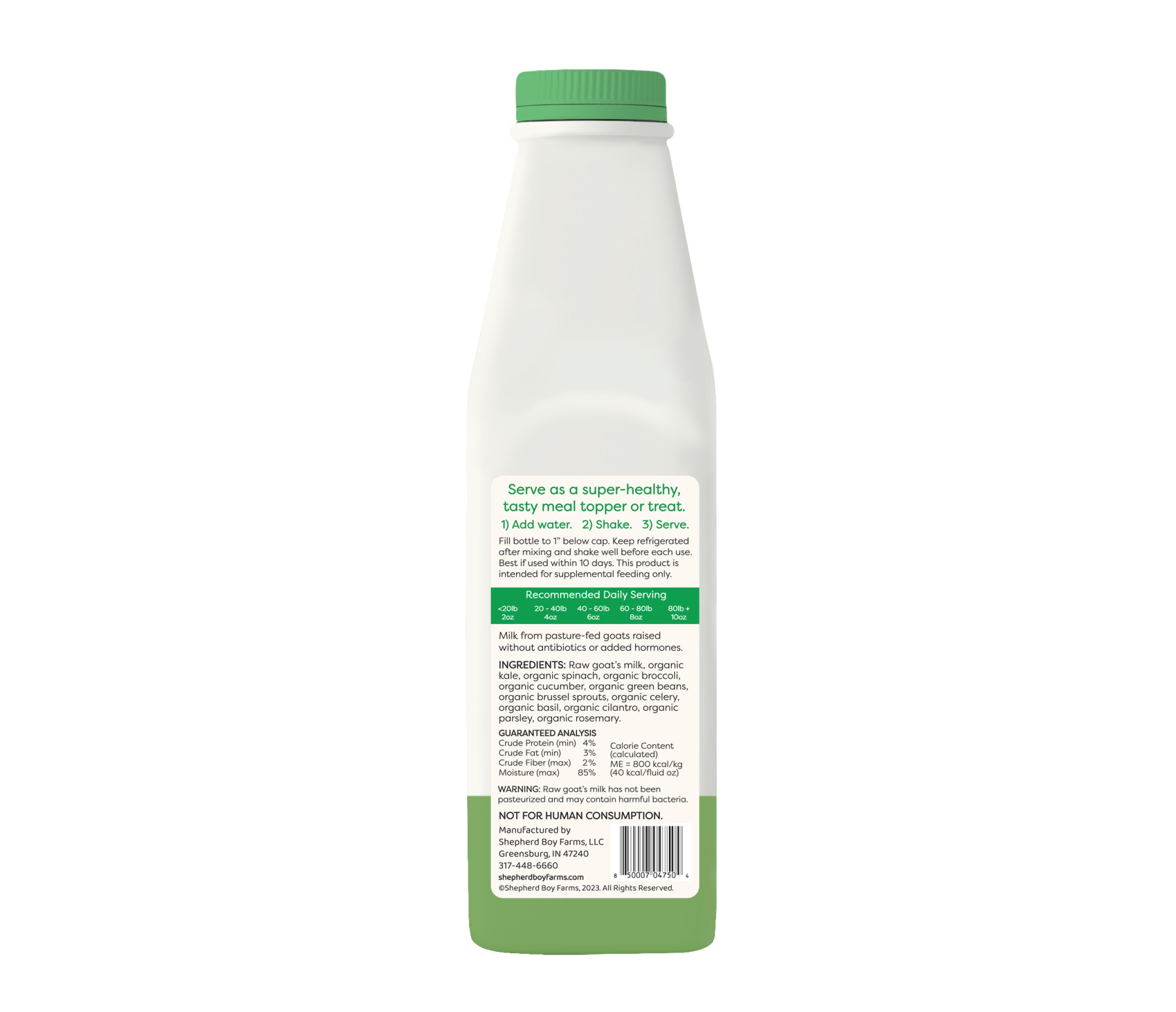Shepherd Boy Farms Super Greens Blend Raw Goat's Milk | Freeze-Dried Whole Food Toppers For Dogs and Cats | Premium Pet Food
