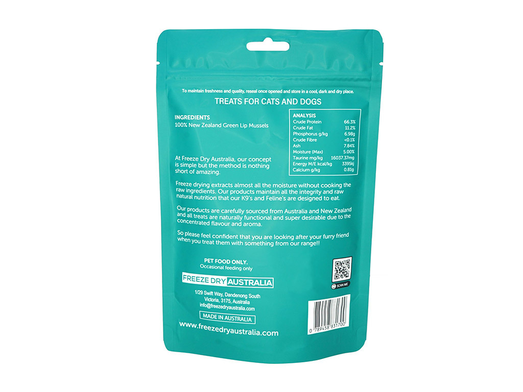 Freeze Dry Australia Whole Green Lipped Mussels (70g) Freeze Dried Joint Mobility Arthritis Support Treat for Dogs and Cats