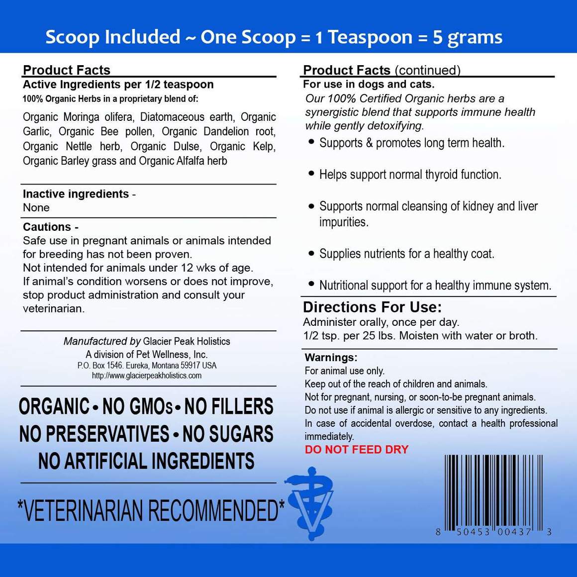 Glacier Peak Daily Defense (3oz) Immune Support Anti Parasite for Dogs and Cats