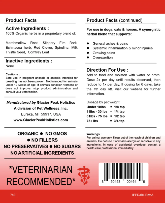 Glacier Peak Inflapotion | Pain Anti-Inflammatory IVDD Joint Support | Holistic Healthcare for Dogs & Cats