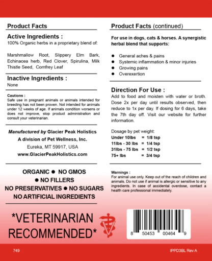 Glacier Peak Inflapotion | Pain Anti-Inflammatory IVDD Joint Support | Holistic Healthcare for Dogs & Cats