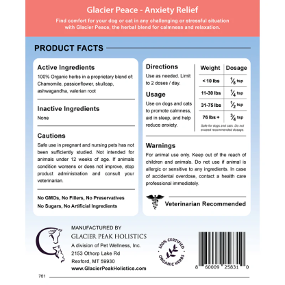 Glacier Peak Peace (3oz) | Stress Anxiety Support | Holistic Healthcare for Dogs and Cats