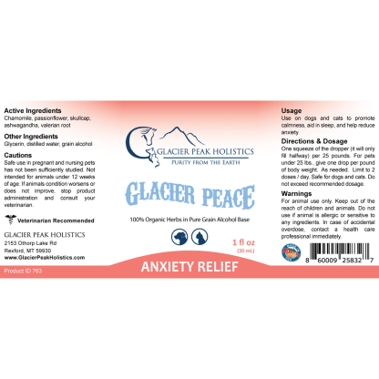 Glacier Peak Peace (3oz) | Stress Anxiety Support | Holistic Healthcare for Dogs and Cats