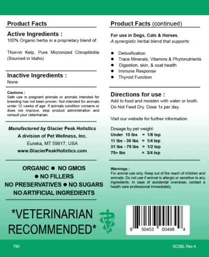 Glacier Peak Super Cleanse (3oz) Detox Thyroid Support for Dogs and Cats
