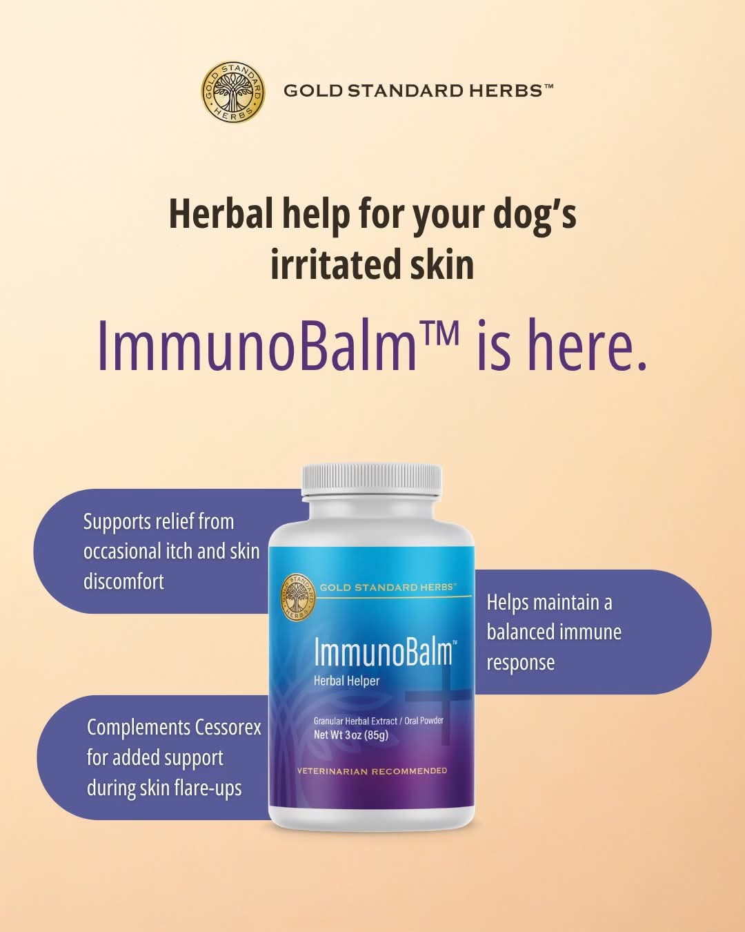 Gold Standard Herbs ImmunoBalm (85g & 250g) Itch Relief Allergy Skin Immune Support TCM Herbal Blend for Dogs and Cats