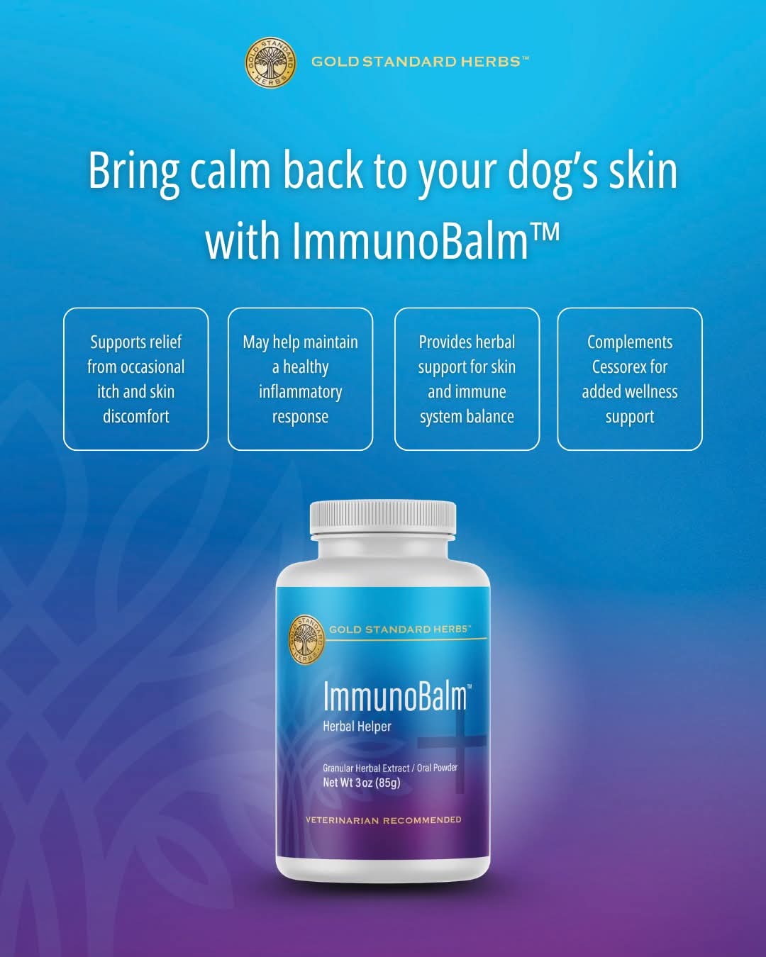 Gold Standard Herbs ImmunoBalm | Cool The blood, Itch Relief Allergies Skin & Coat Immune Support | Holistic Healthcare for Dogs and Cats