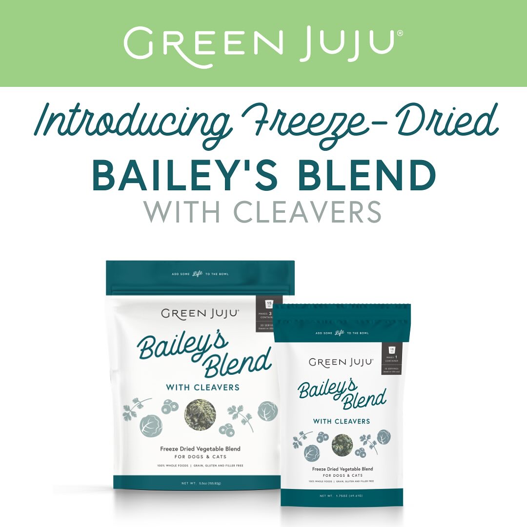 Green Juju Bailey's Blend with Cleavers | Freeze-Dried Vegetable Toppers For Dogs and Cats | Premium Pet Food