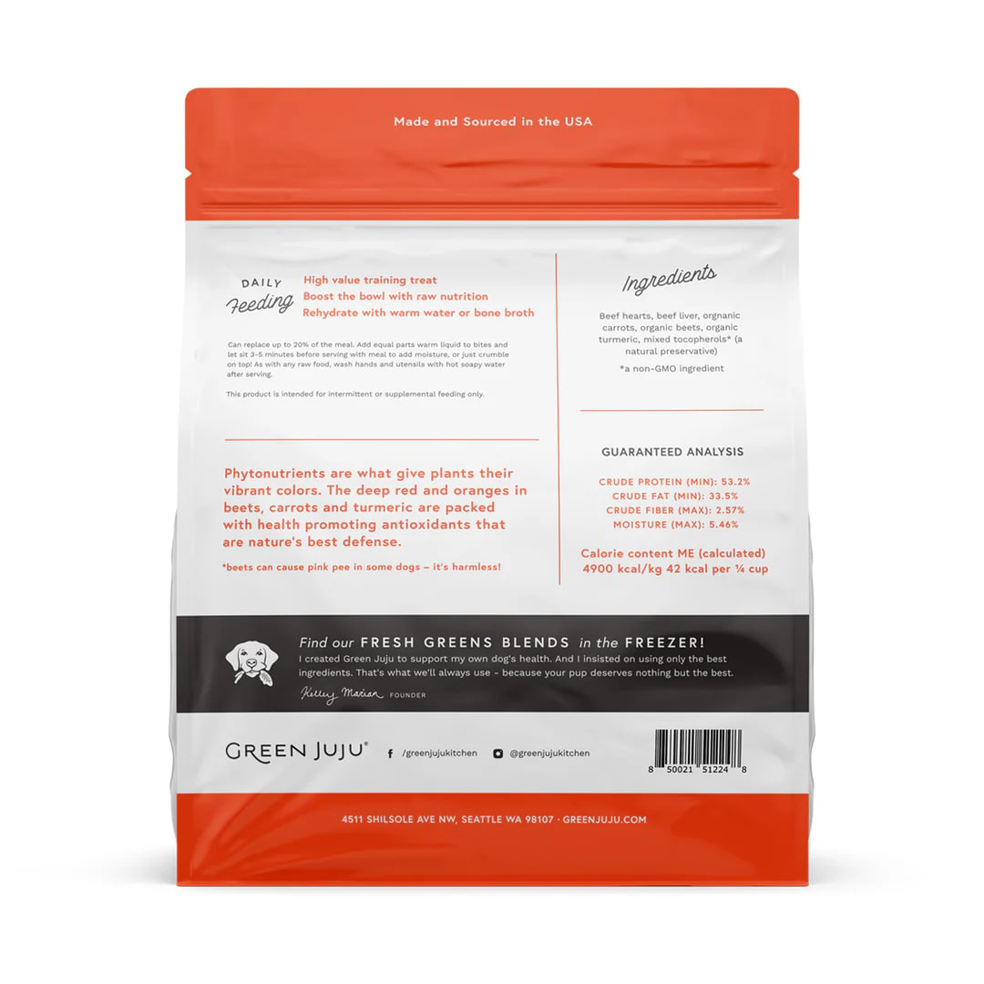 Green Juju Beef Red | Freeze-Dried Treats Whole Food Toppers For Dogs and Cats | Premium Pet Treats