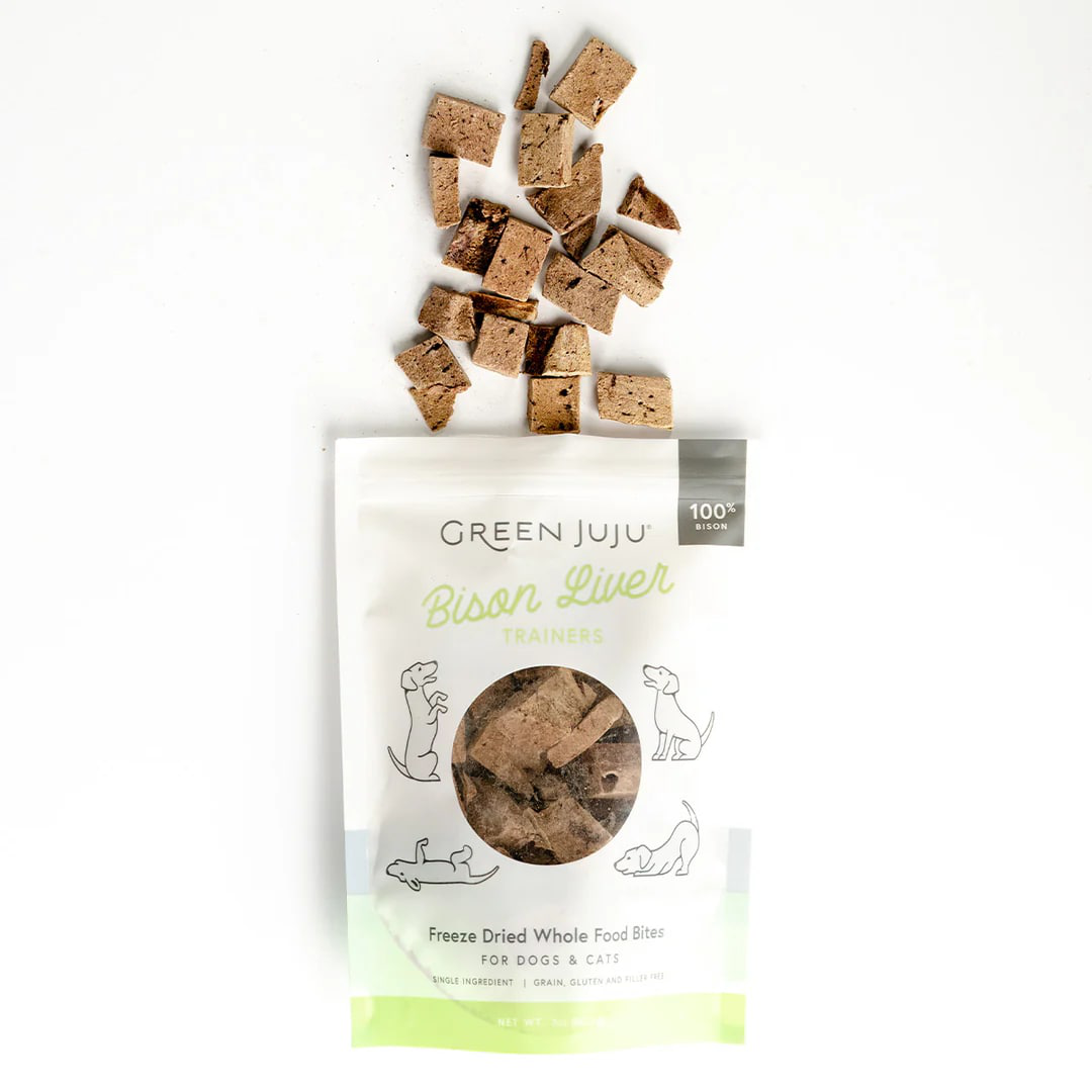 Green Juju Bison Liver Trainers (2.5oz) Freeze Dried Organ Rich Training Treat for Dogs and Cats
