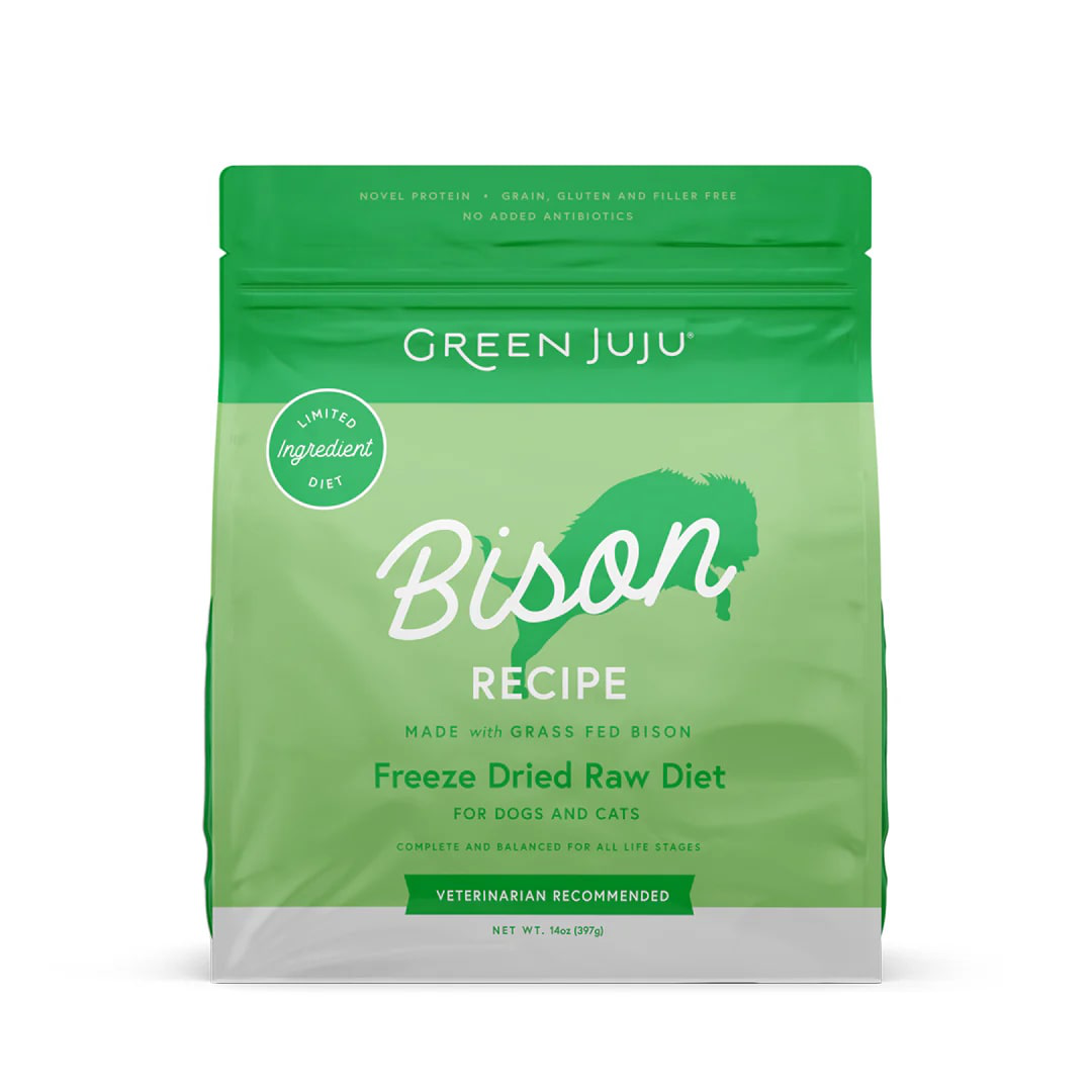 Green Juju Bison Recipe | Freeze Dried Raw Food For Dogs and Cats | Premium Pet Food