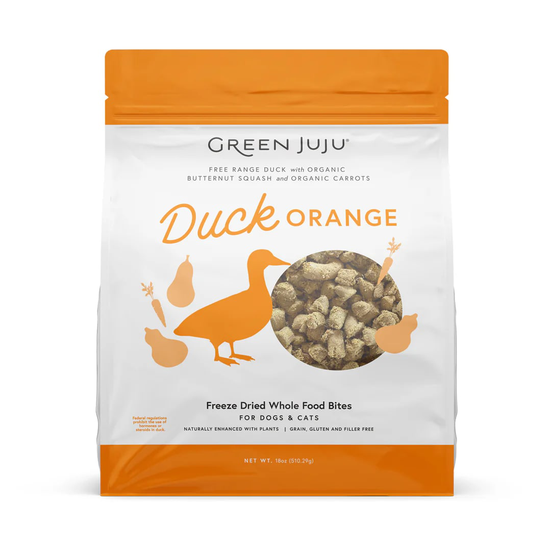 Green Juju Duck Orange | Freeze-Dried Treats Whole Food Toppers For Dogs and Cats | Premium Pet Treats