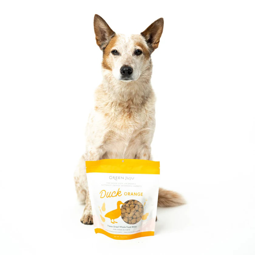 Green Juju Duck Orange (3oz & 7.5oz) Freeze Dried Anti Inflammatory Support Meal Topper for Dogs and Cats