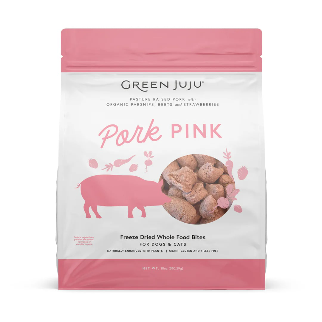 Green Juju Pork Pink | Freeze-Dried Treats Whole Food Toppers For Dogs and Cats | Premium Pet Treats