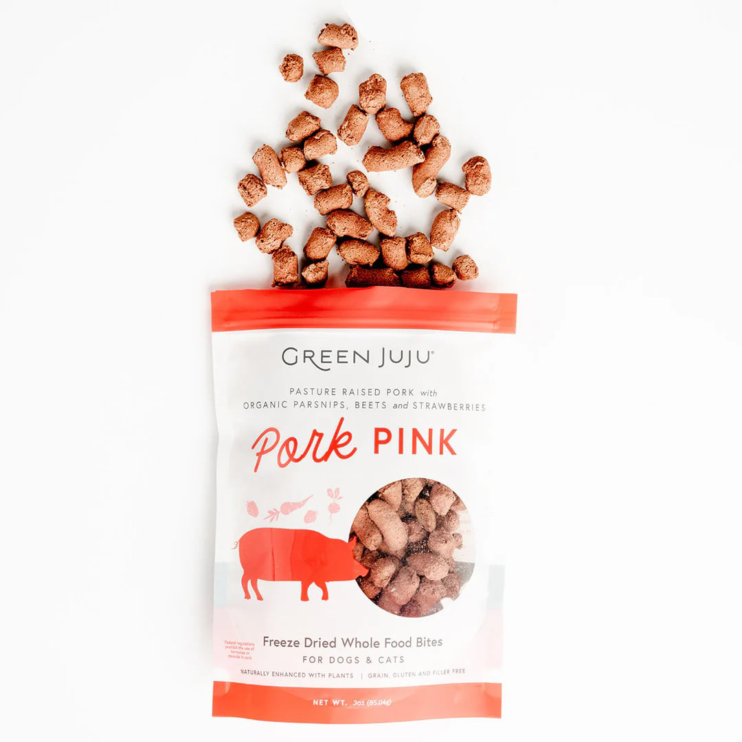 Green Juju Pork Pink | Freeze-Dried Treats Whole Food Toppers For Dogs and Cats | Premium Pet Treats