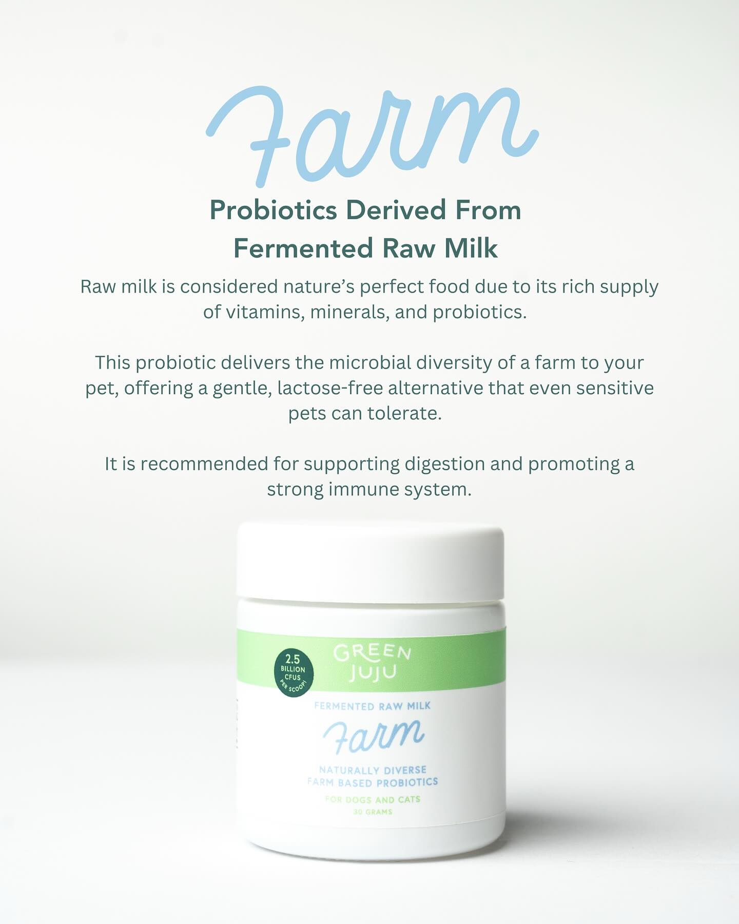Green Juju Farm (30g) Fermented Goat Milk Probiotic Gut Immune Joint Support for Dogs and Cats