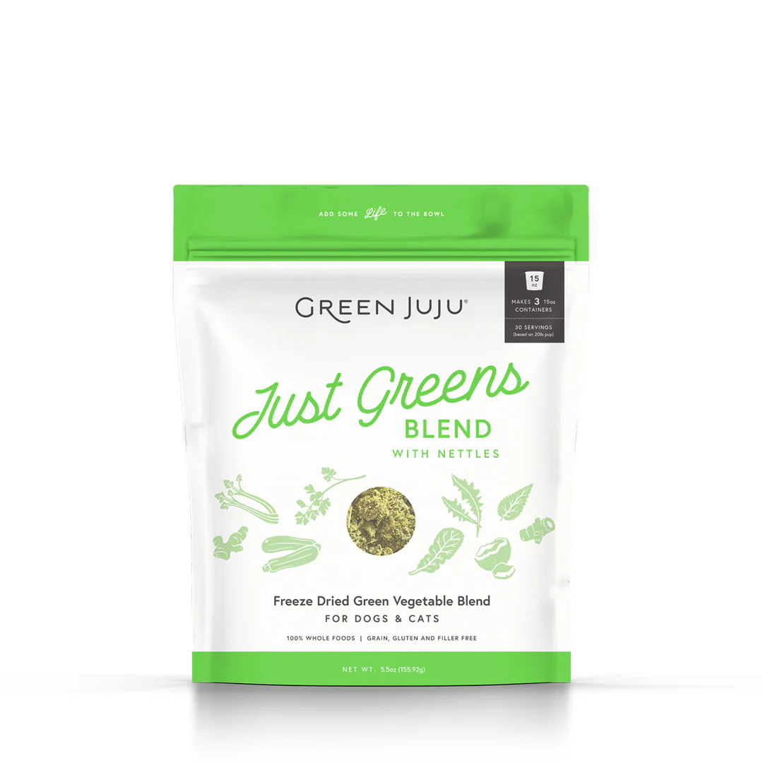 Green Juju Just Green Blend Nettles (1.75oz & 5.5oz) Seasonal Allergy Skin Support Meal Topper for Dogs and Cats