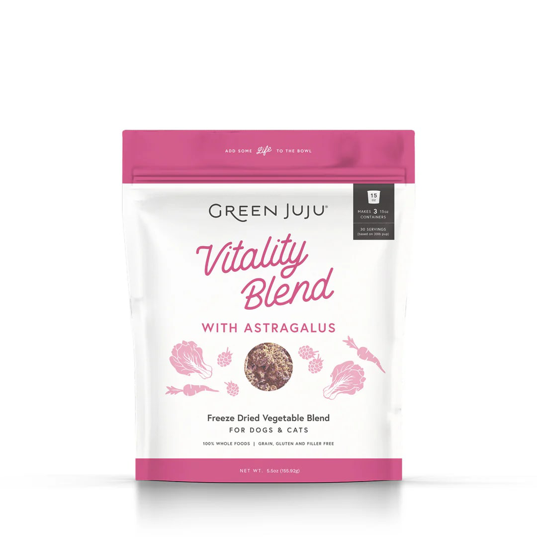 Green Juju Vitality Blend with Astragulas | Freeze-Dried Vegetable Toppers For Dogs and Cats | Premium Pet Food