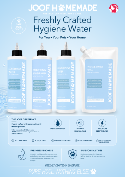 JOOF Hygiene Water (200ml/500ml/1L) HOCL Pet Cleaner Disinfectant Deodorizer for Dogs Cats Humans