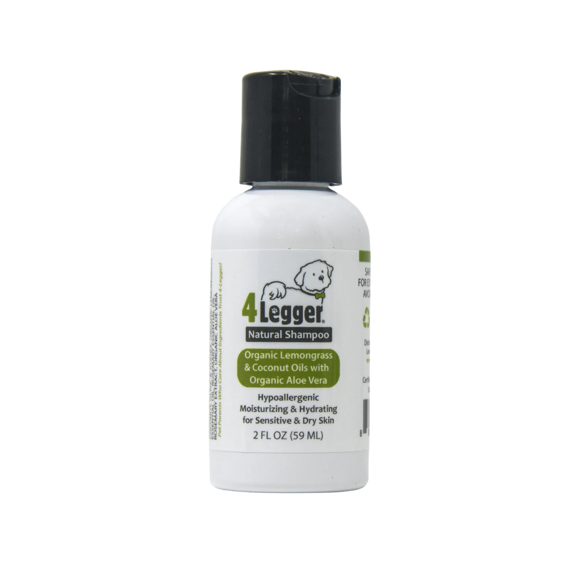 4Legger Lemongrass and Aloe Hypoallergenic Organic Food Standard Shampoo (16oz) | Dry, Dandruff Shampoo for Dogs and Cats