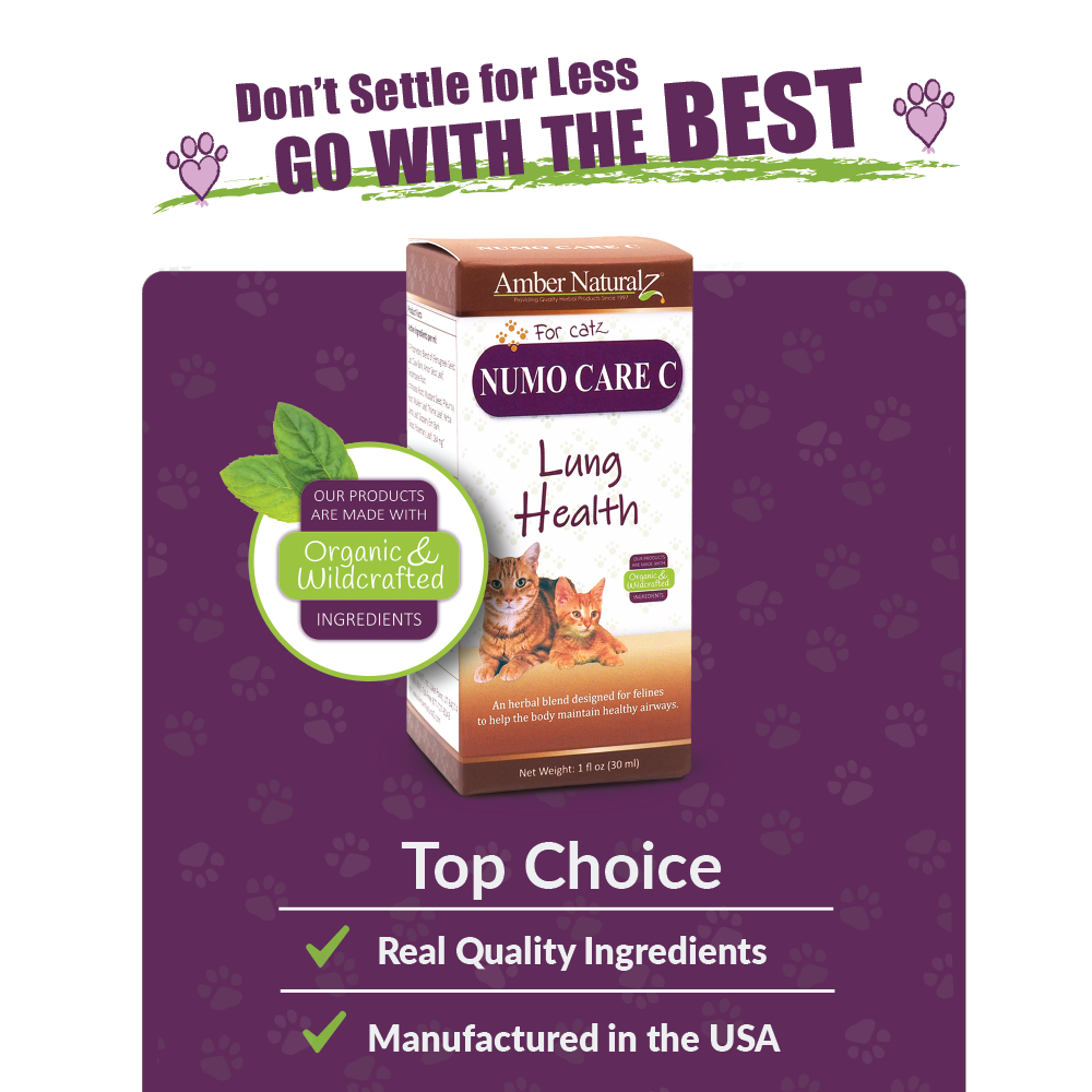 Amber Naturalz Numo Care™ Lung Health | Tracheal, Bronchial, Respiratory, Pollutants Support | Holistic Healthcare for Dogs and Cats