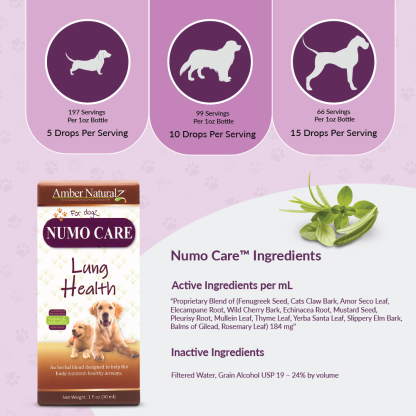 Amber Naturalz Numo Care™ Lung Health | Tracheal, Bronchial, Respiratory, Pollutants Support | Holistic Healthcare for Dogs and Cats