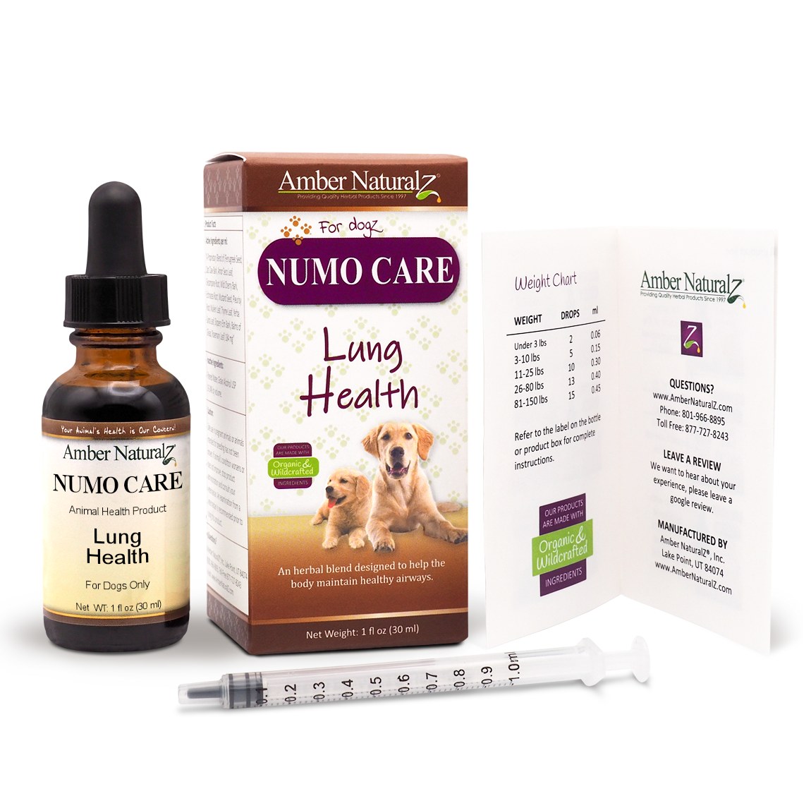 Amber Naturalz Numo Care™ Lung Health | Tracheal, Bronchial, Respiratory, Pollutants Support | Holistic Healthcare for Dogs and Cats