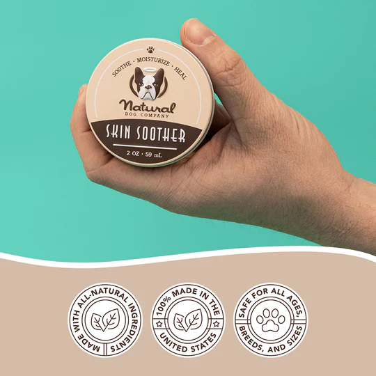 Natural Dog Company Skin Soother Tin (2oz & 4oz) Hotspot Itch Rash Healing Balm for Dogs