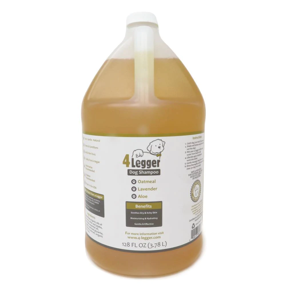 4Legger Oatmeal Lavender Organic Food Standard Shampoo (16oz) | Itchy, Irritated Skin Shampoo for Dogs