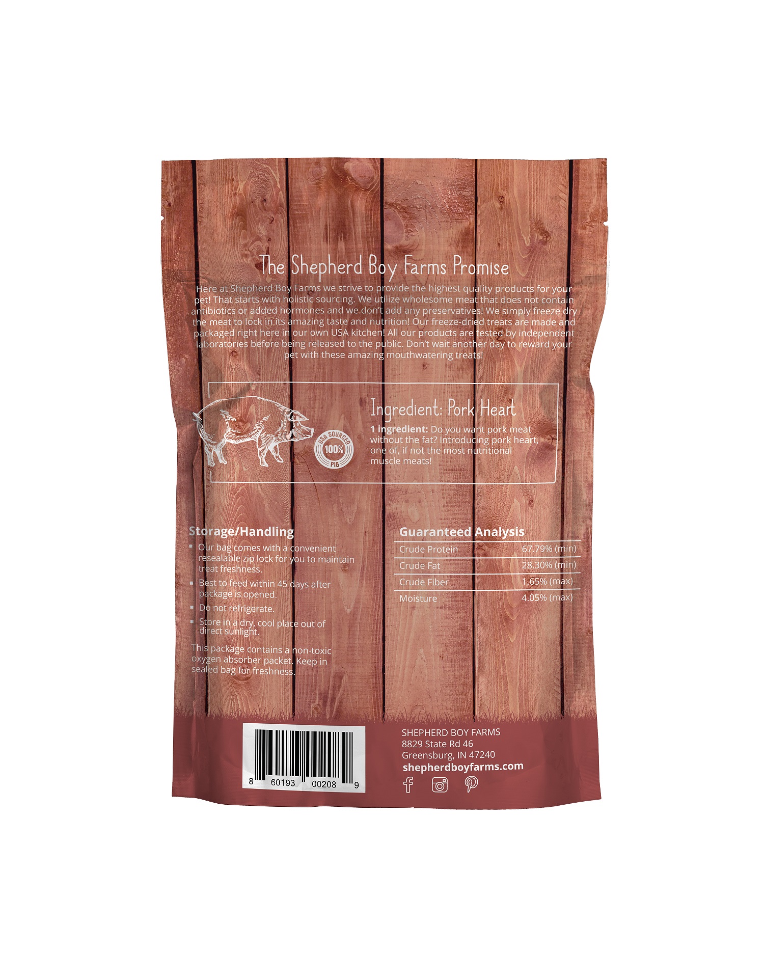 Shepherd Boy Farms Pork Hearts (3oz) Freeze Dried Organ Taurine Training Treat for Dogs and Cats