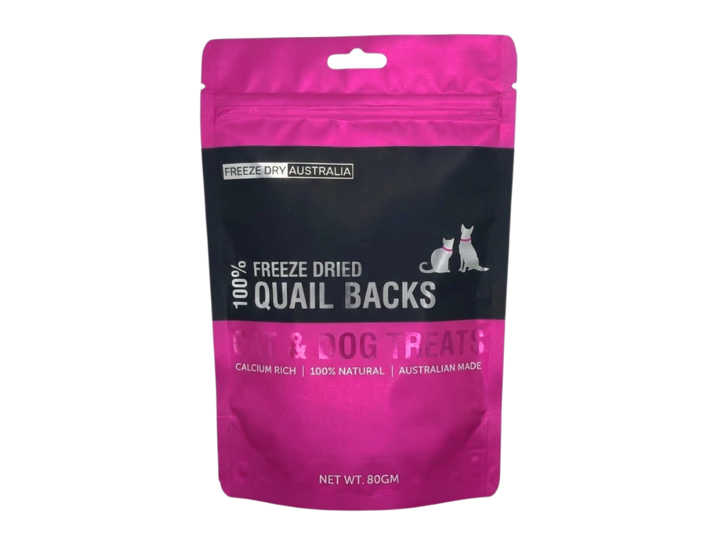 Freeze Dry Australia Quail Backs (80g) Freeze Dried Raw Meaty Bone Dental Chew Treat for Dogs and Cats