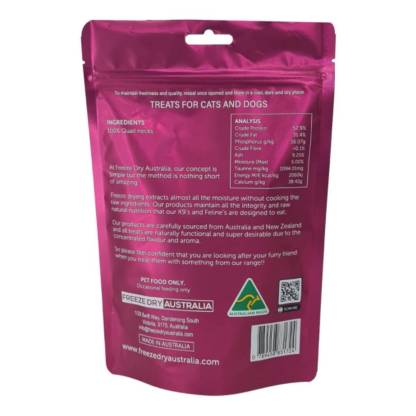 Freeze Dry Australia Quail Necks | Freeze-Dried Treats Whole Food Toppers For Dogs and Cats | Premium Pet Treats