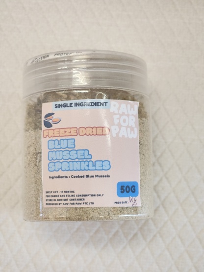 Raw for Paw Freeze Dried Blue Mussel Sprinkles (50g) Omega-3 Joint Support Food Topper for Dogs and Cats