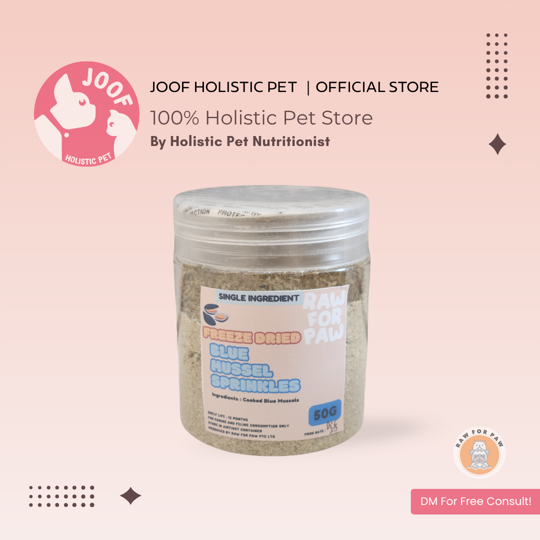 Raw for Paw Freeze Dried Blue Mussel Sprinkles (50g) Omega-3 Joint Support Food Topper for Dogs and Cats