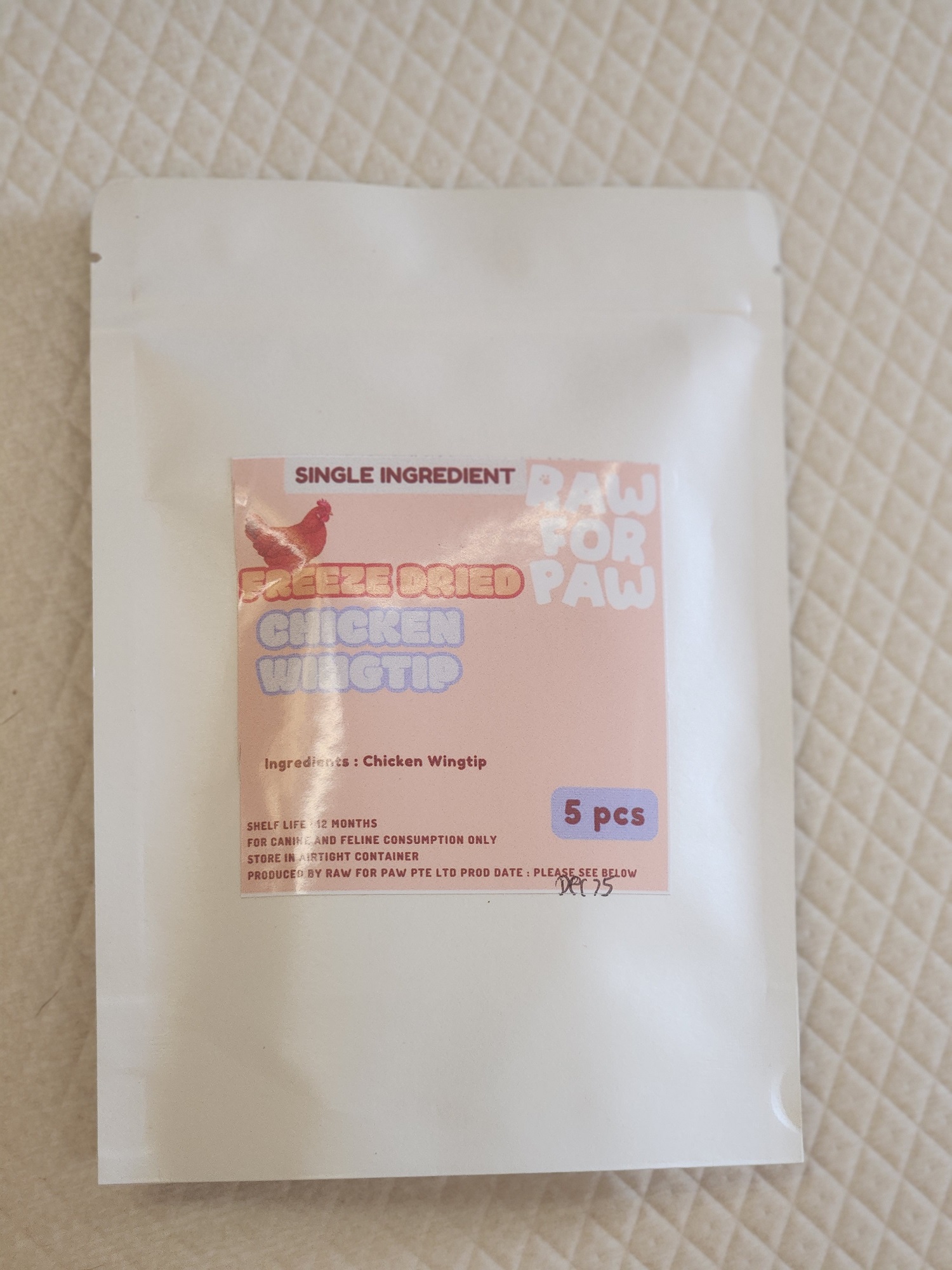 Raw for Paw Freeze Dried Chicken Wing Tips (5pc) Natural Dental Bone Treat for Dogs and Cats