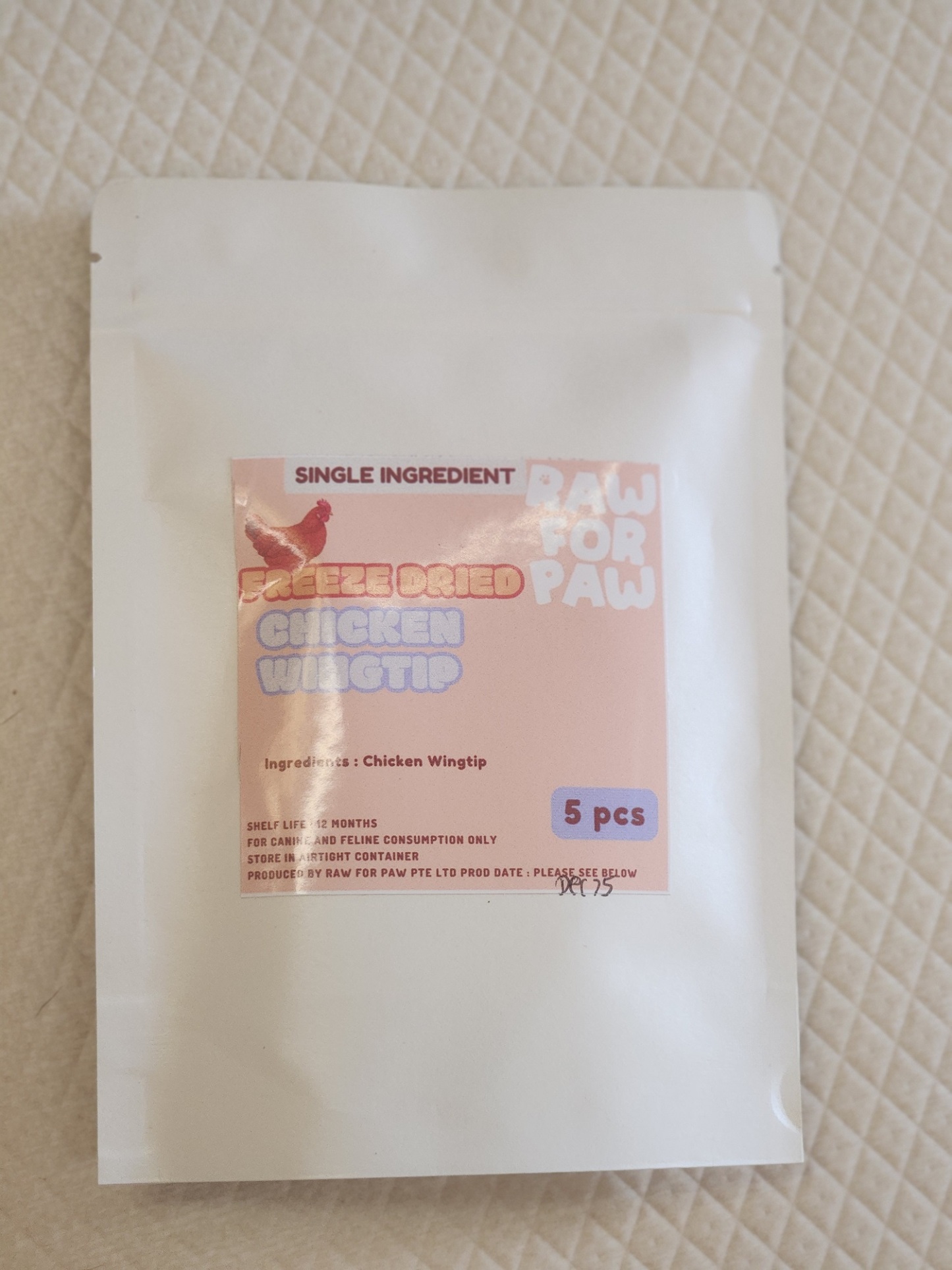 Raw for Paw Freeze Dried Chicken Wing Tips (5pc) Natural Dental Bone Treat for Dogs and Cats