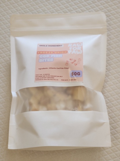 Raw for Paw Freeze Dried Cod Bites (50g) Omega-3 White Fish Single Ingredient Treat for Dogs and Cats