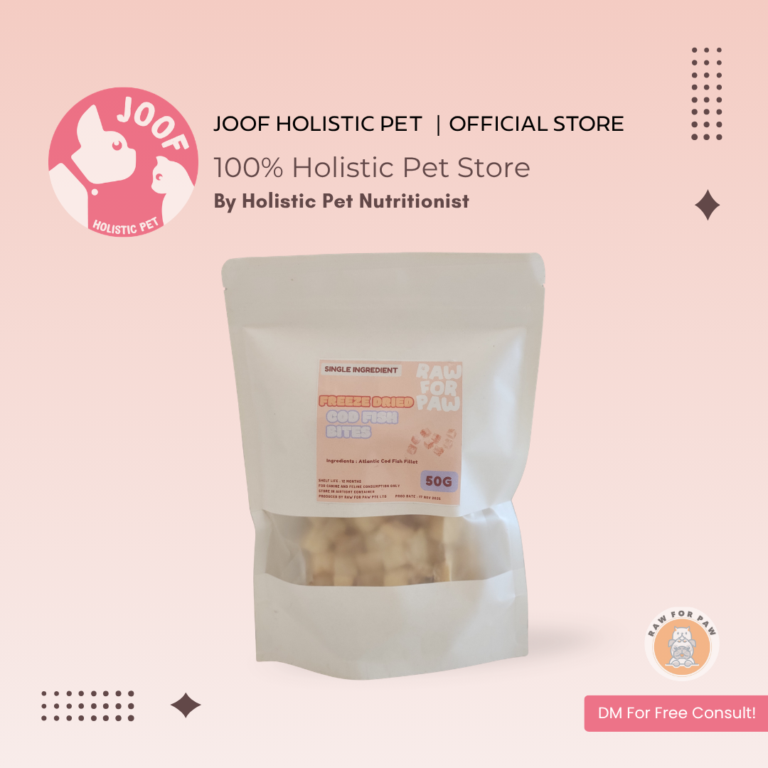 Raw for Paw Freeze Dried Cod Bites (50g) Omega-3 White Fish Single Ingredient Treat for Dogs and Cats