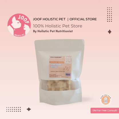 Raw for Paw Freeze Dried Cod Bites (50g) Omega-3 White Fish Single Ingredient Treat for Dogs and Cats