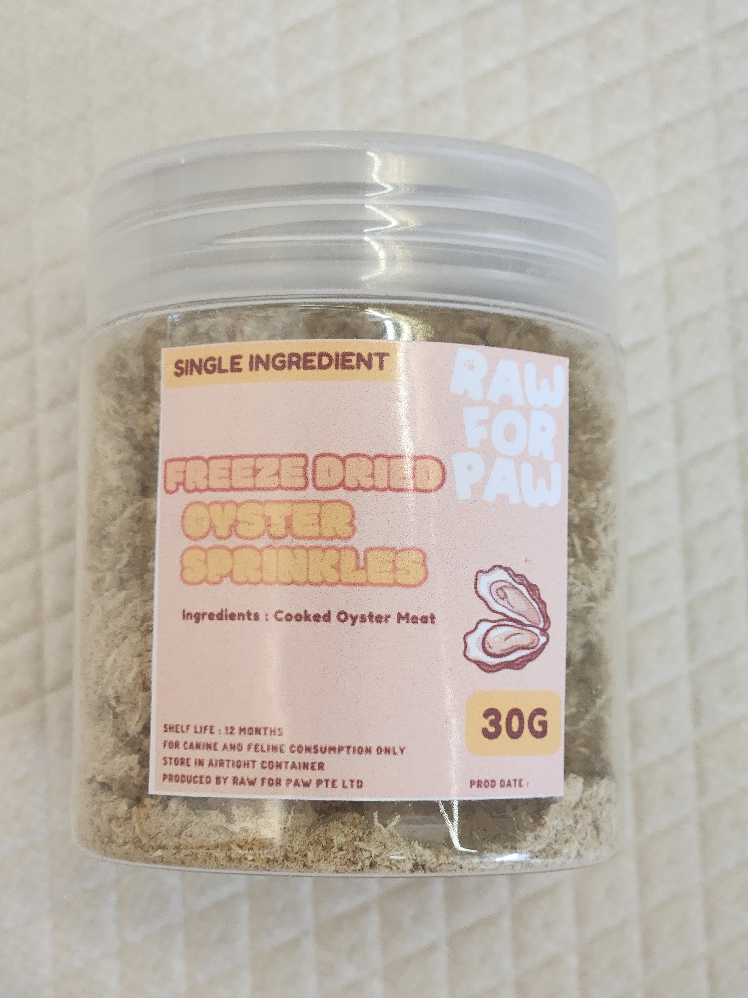 Raw for Paw Freeze Dried Oyster Sprinkles (30g) Zinc Mineral Immune Food Topper for Dogs and Cats