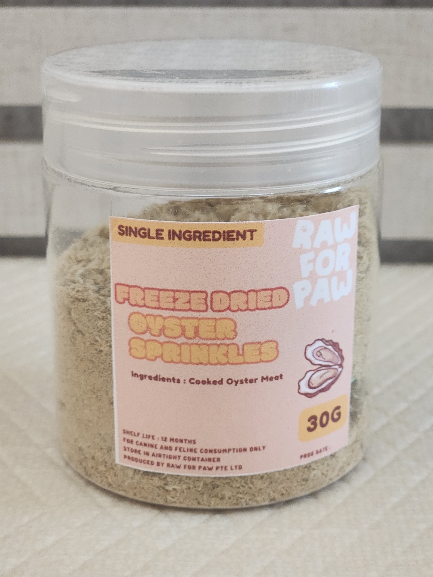 Raw for Paw Freeze Dried Oyster Sprinkles (30g) Zinc Mineral Immune Food Topper for Dogs and Cats
