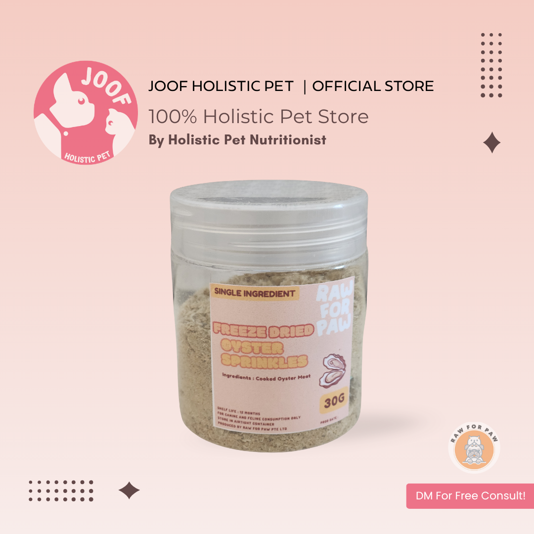 Raw for Paw Freeze Dried Oyster Sprinkles (30g) Zinc Mineral Immune Food Topper for Dogs and Cats