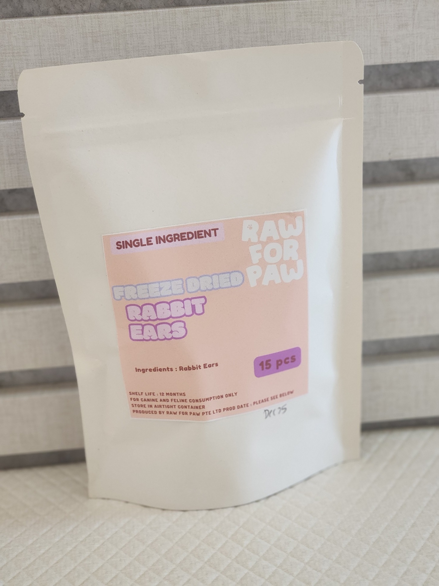 Raw for Paw Wild Rabbit Ears Fur-On (15pc) Dental Natural Dewormer Treat for Dogs