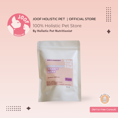 Raw for Paw Wild Rabbit Ears Fur-On (15pc) Dental Natural Dewormer Treat for Dogs