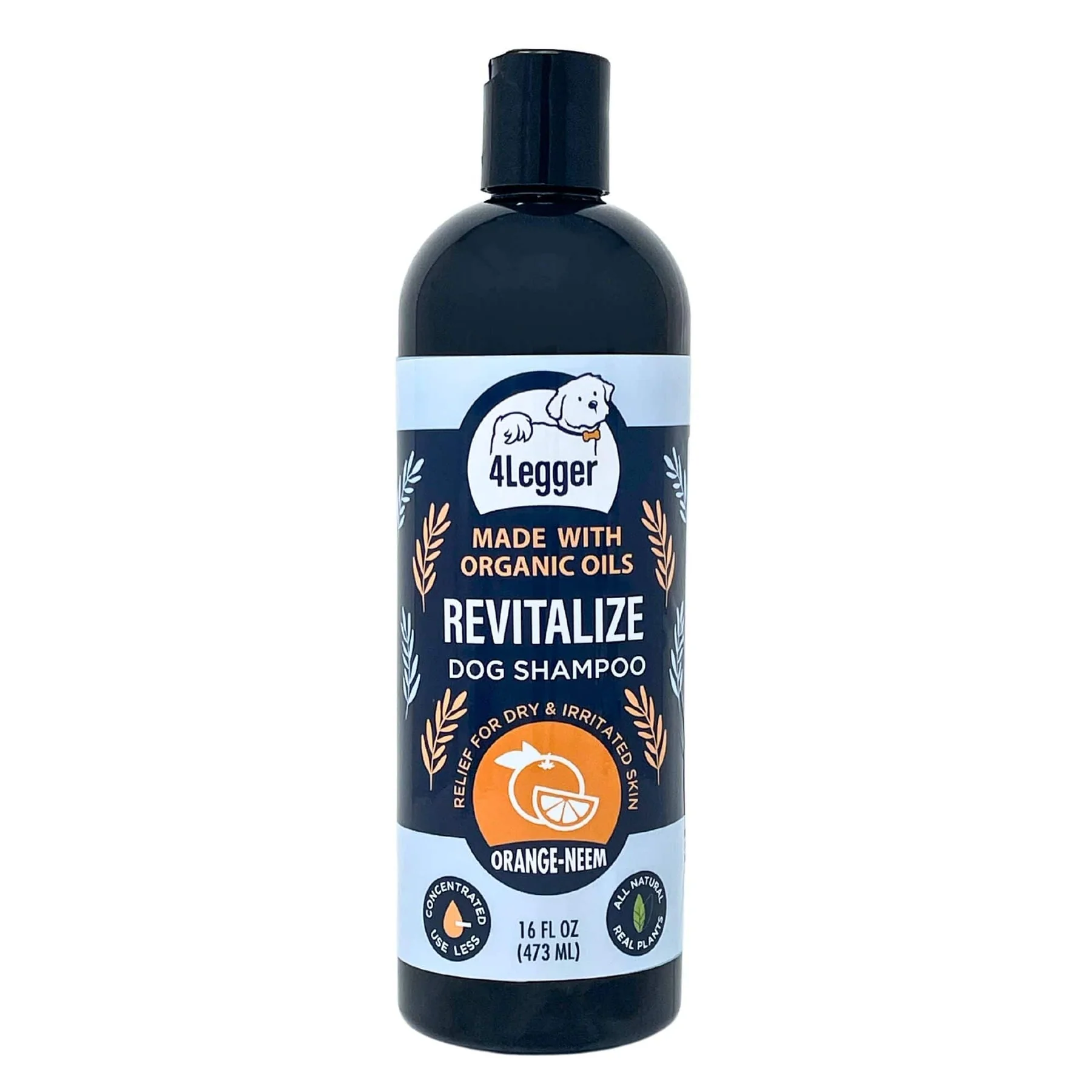 4Legger Revitalize, Neem Anti-Flea USDA Certified Organic Shampoo (8oz) | Flea Dermatitis, Irritated Skin Shampoo for Dogs