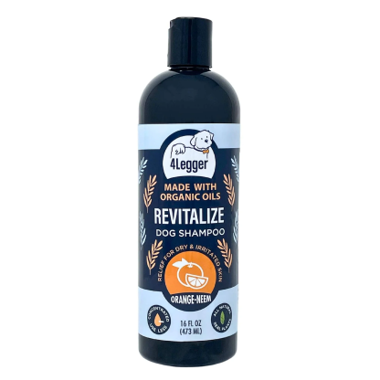 4Legger Revitalize, Neem Anti-Flea USDA Certified Organic Shampoo (8oz) | Flea Dermatitis, Irritated Skin Shampoo for Dogs