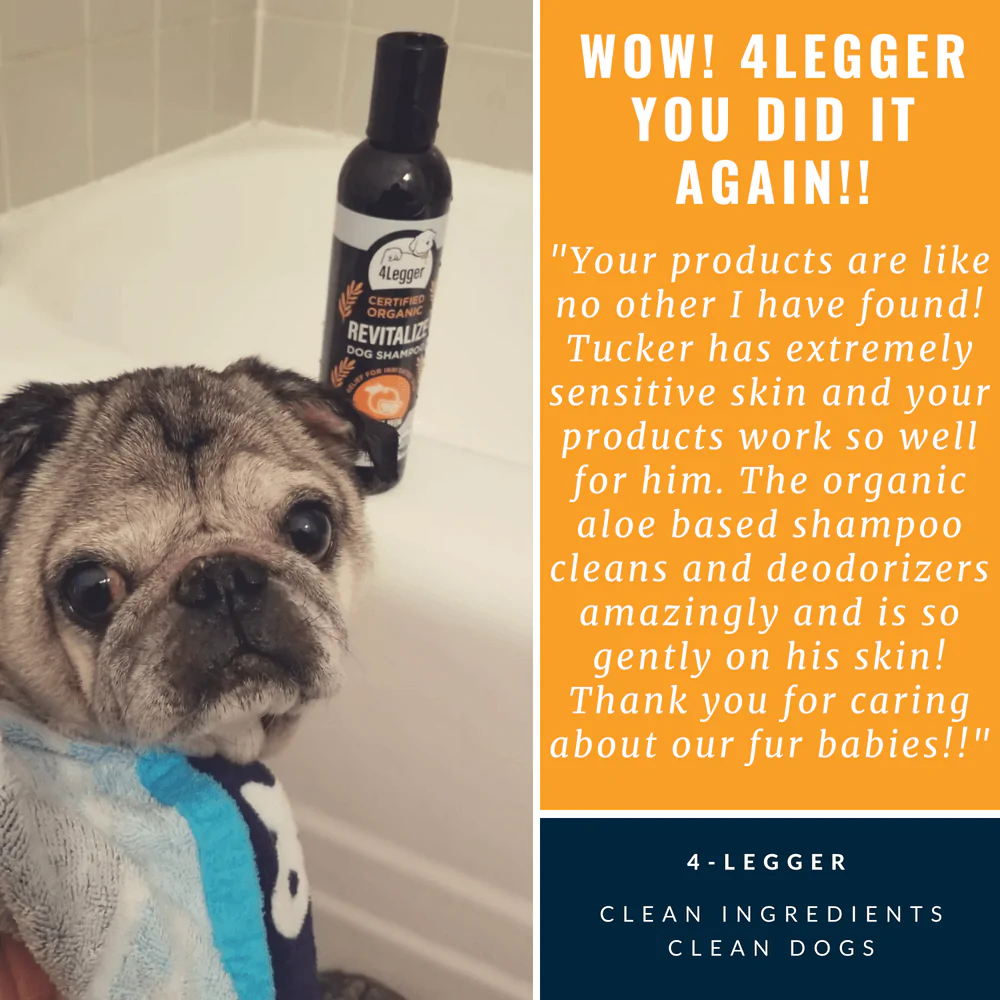 4Legger Revitalize, Neem Anti-Flea USDA Certified Organic Shampoo (8oz) | Flea Dermatitis, Irritated Skin Shampoo for Dogs