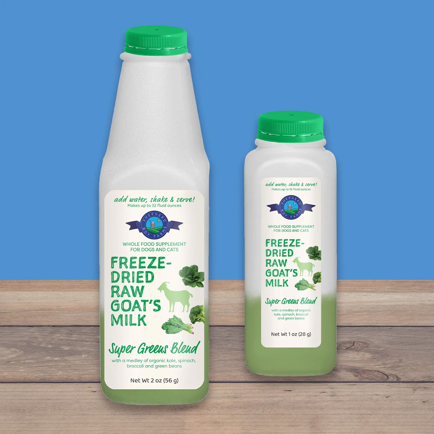 Shepherd Boy Farms Super Greens Blend Raw Goat's Milk | Freeze-Dried Whole Food Toppers For Dogs and Cats | Premium Pet Food