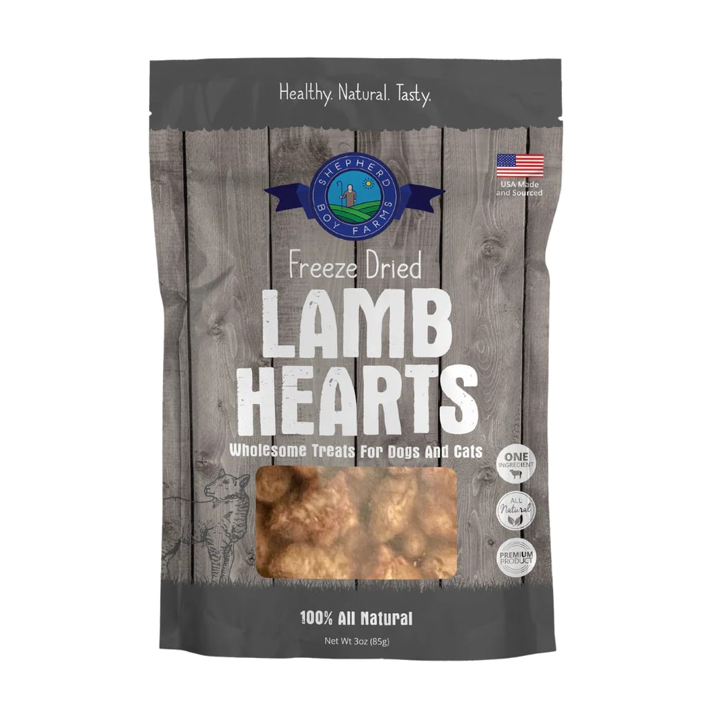 Shepherd Boy Farms Lamb Hearts | Freeze-Dried Treats Whole Food Toppers For Dogs and Cats | Premium Pet Treats