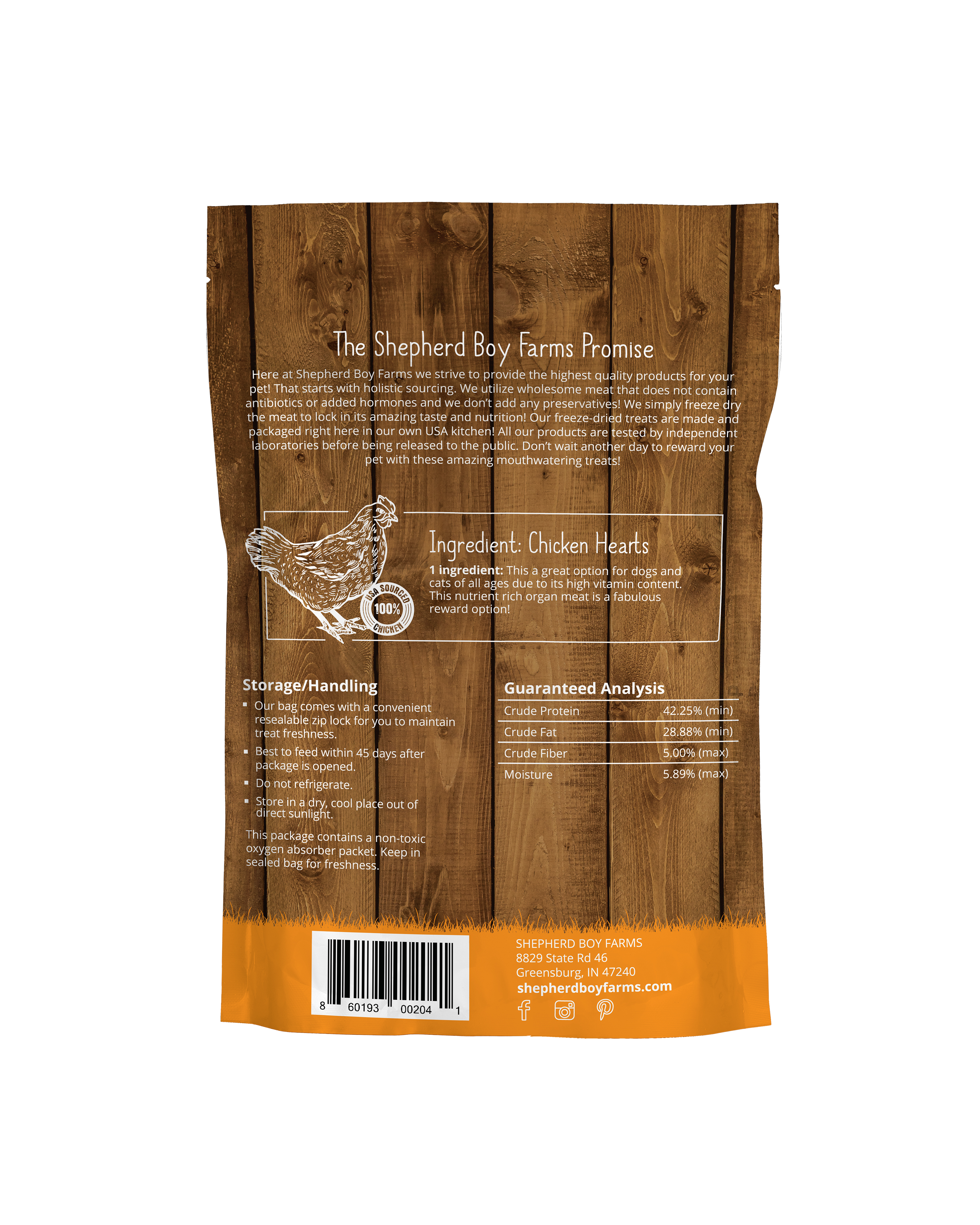 Shepherd Boy Farms Chicken Hearts (3oz) Freeze Dried Organ Taurine Training Treat for Dogs and Cats